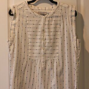 LOFT Sleeveless Cotton Button-Down Blouse – Size L